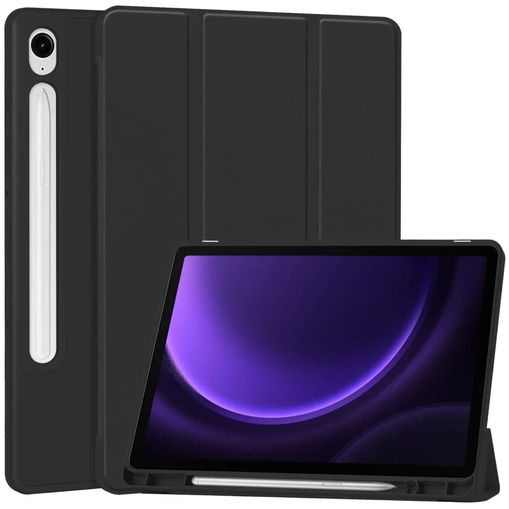 Samsung Galaxy Tab S10 FE Tri-fold etui med pennholder, Svart Samsung Galaxy Tab S10 FE Tri-fold etui med pennholder, Svart