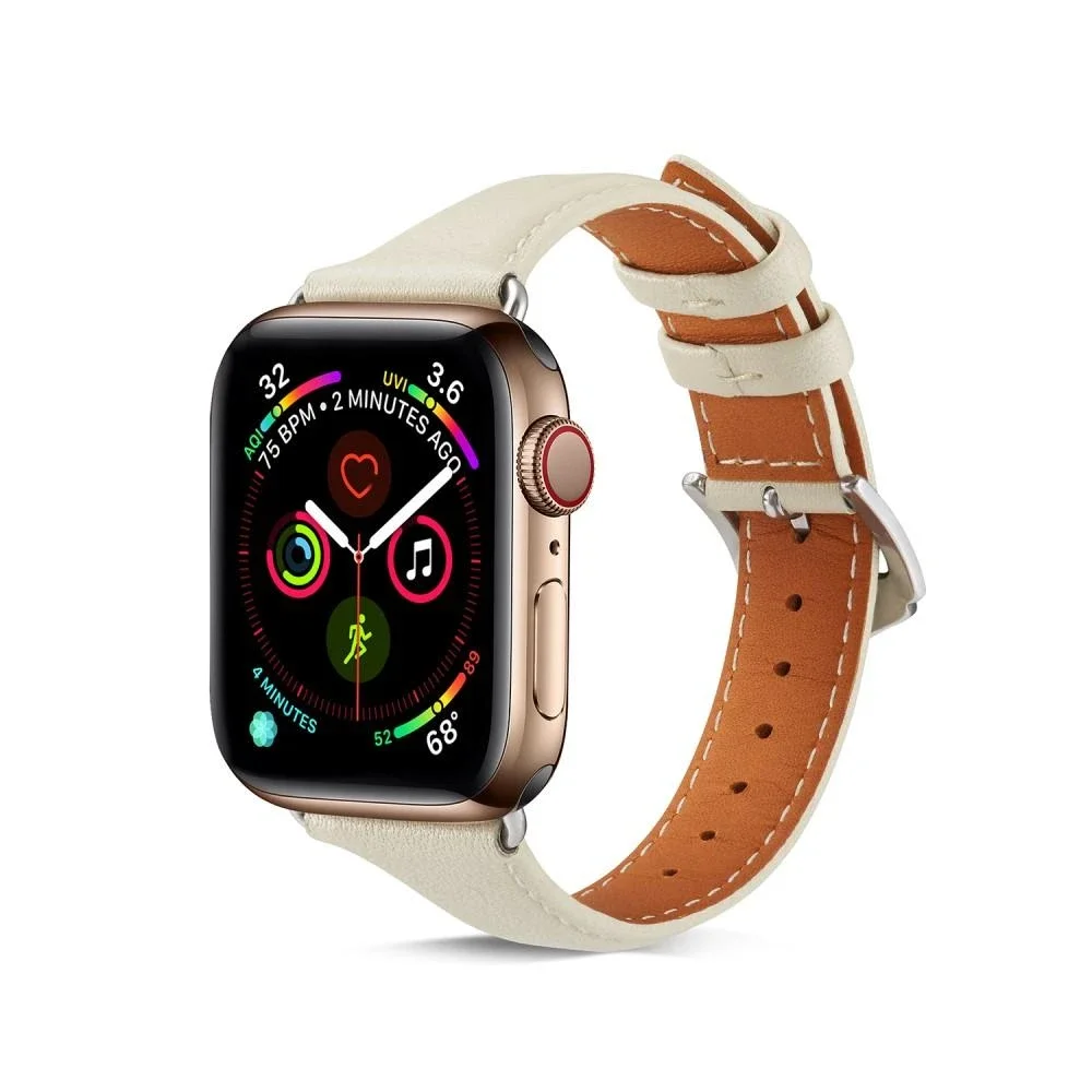 Apple Watch SE 3 40mm Smal reim i ekte skinn, Beige