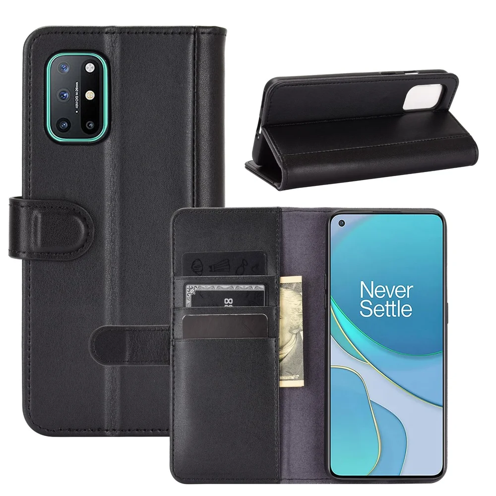 OnePlus 9 Pro Lommeboketui i ekte skinn, Svart