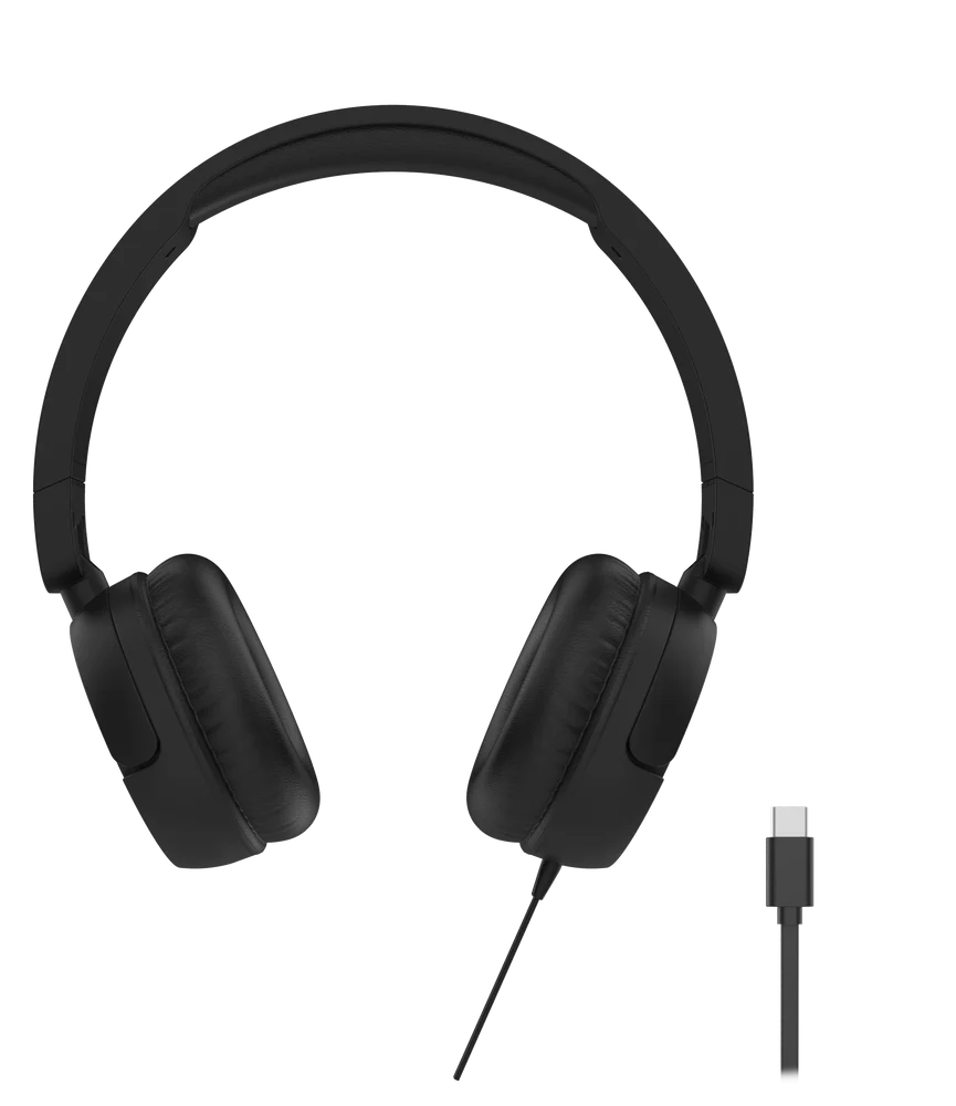 Streetz Sammenleggbare On-ear USB-C hodetelefoner, Svart Streetz Sammenleggbare On-ear USB-C hodetelefoner, Svart