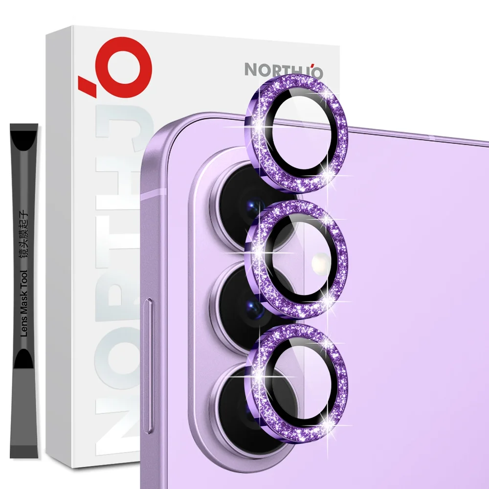 NORTHJO Samsung Galaxy S26 Glitrende linsebeskytter i herdet glass Lilla
