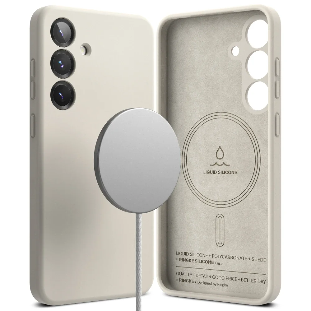 Ringke Samsung Galaxy S25 MagSafe silikondeksel, Stone