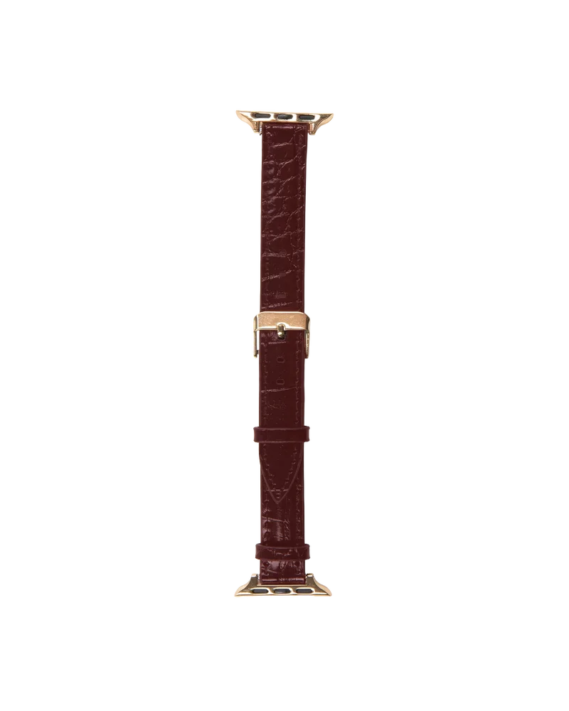iDeal Of Sweden Apple Watch Series 9 45mm Elegant armbånd i vegansk skinn, Fine Wine Croco
