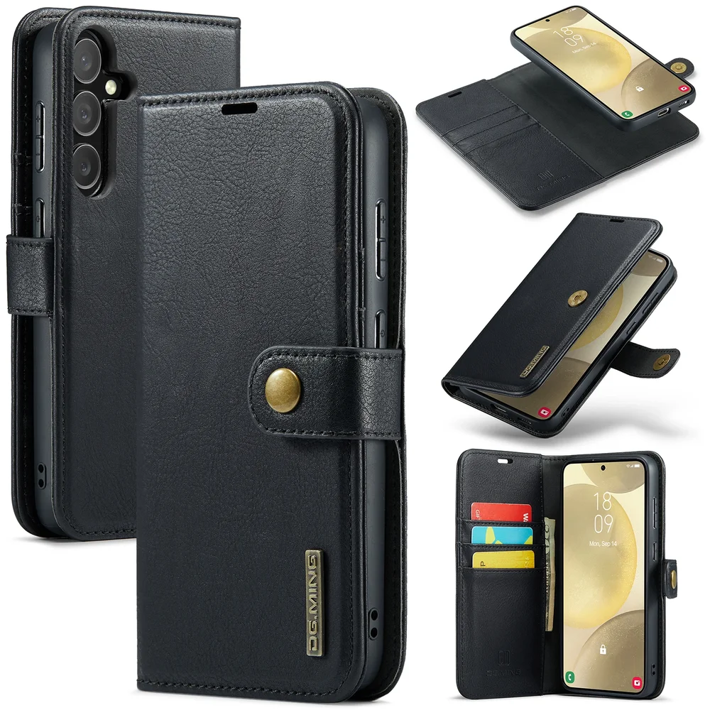 DG.MING Samsung Galaxy S25 Lommeboketui med avtakbart deksel, Black