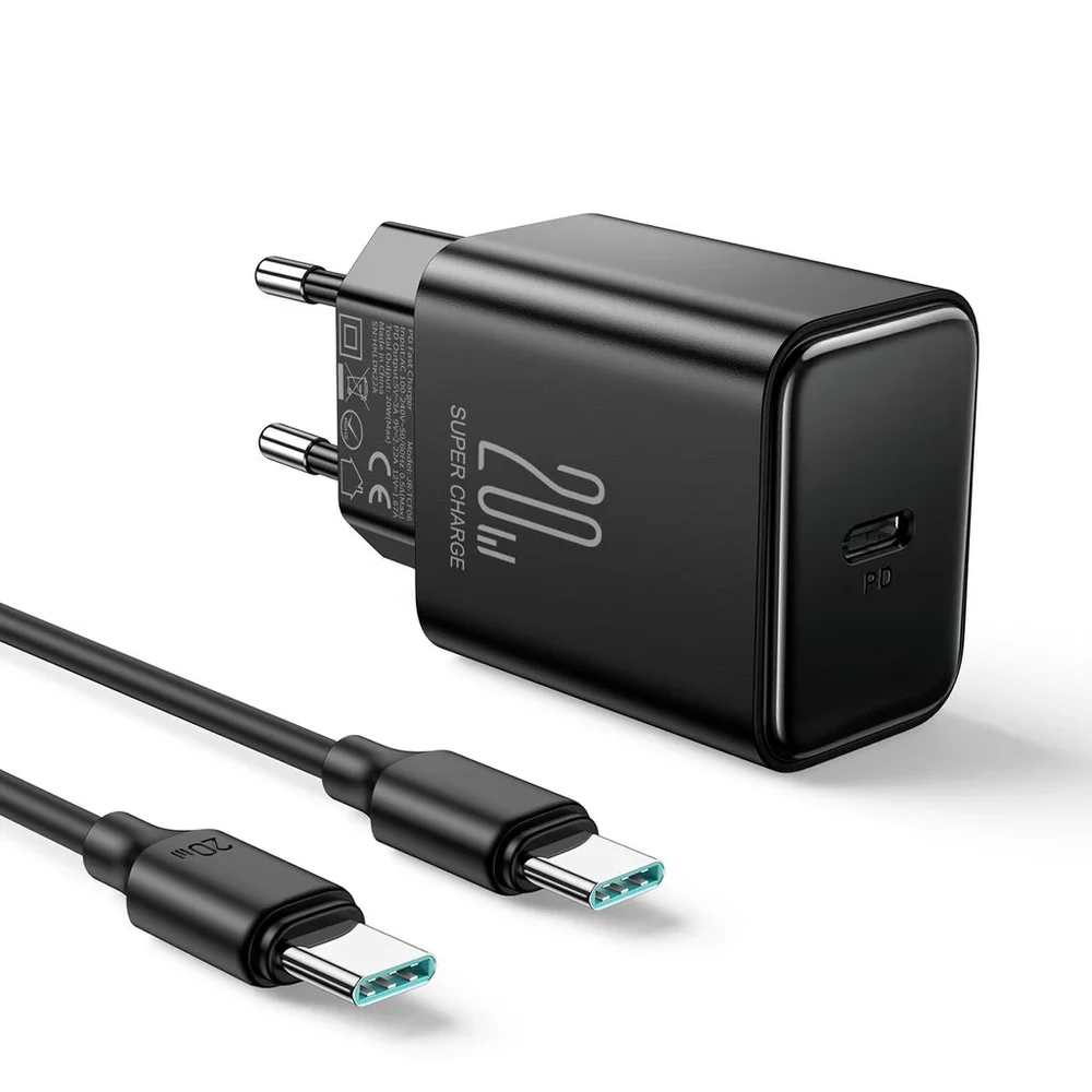 NEXTBATT Hurtiglader 20W PD med 60W USB-C-kabel 1m, Svart NEXTBATT Hurtiglader 20W PD med 60W USB-C-kabel 1m, Svart