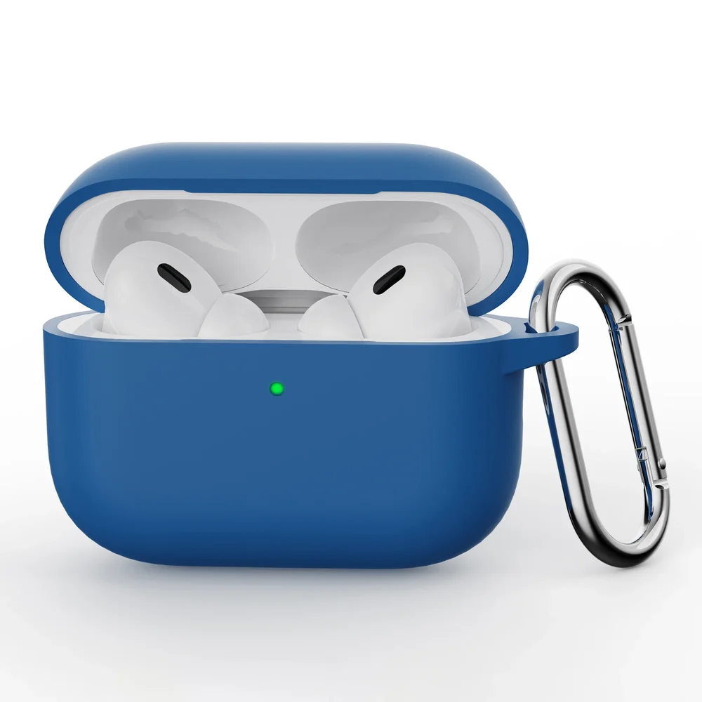 Apple AirPods Pro 3 Silikondeksel med karabinkrok, Mørke blå