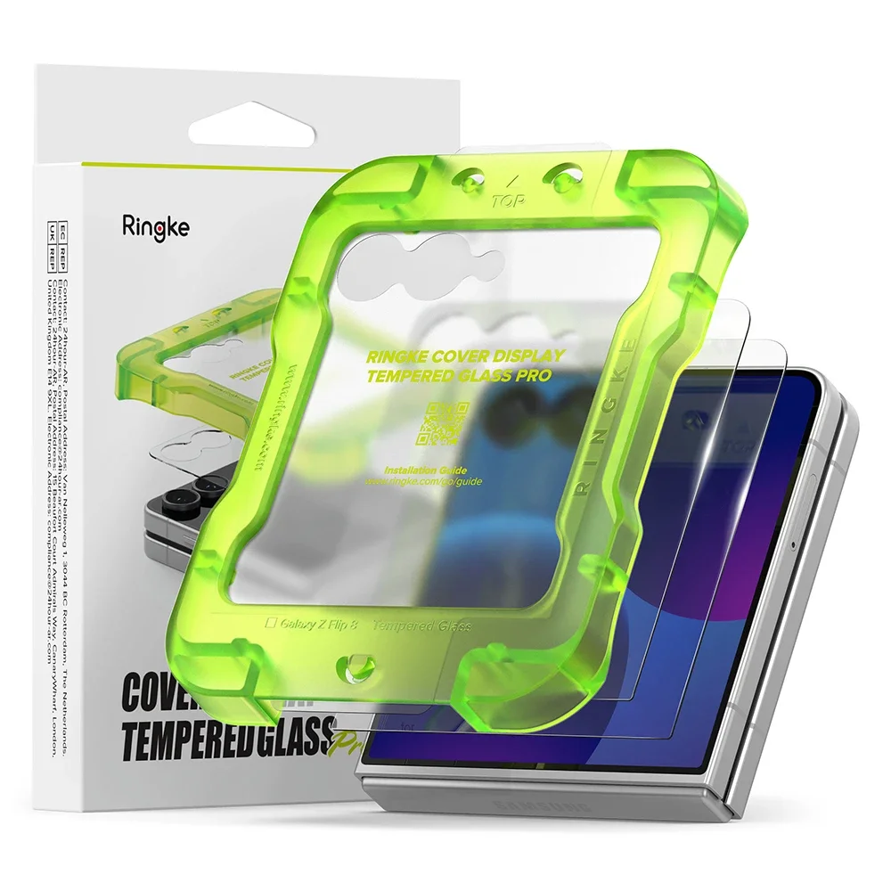 Ringke Samsung Galaxy Z Flip 8 Beskyttelsesglass til ytterskjerm med monteringsramme (2-pack)