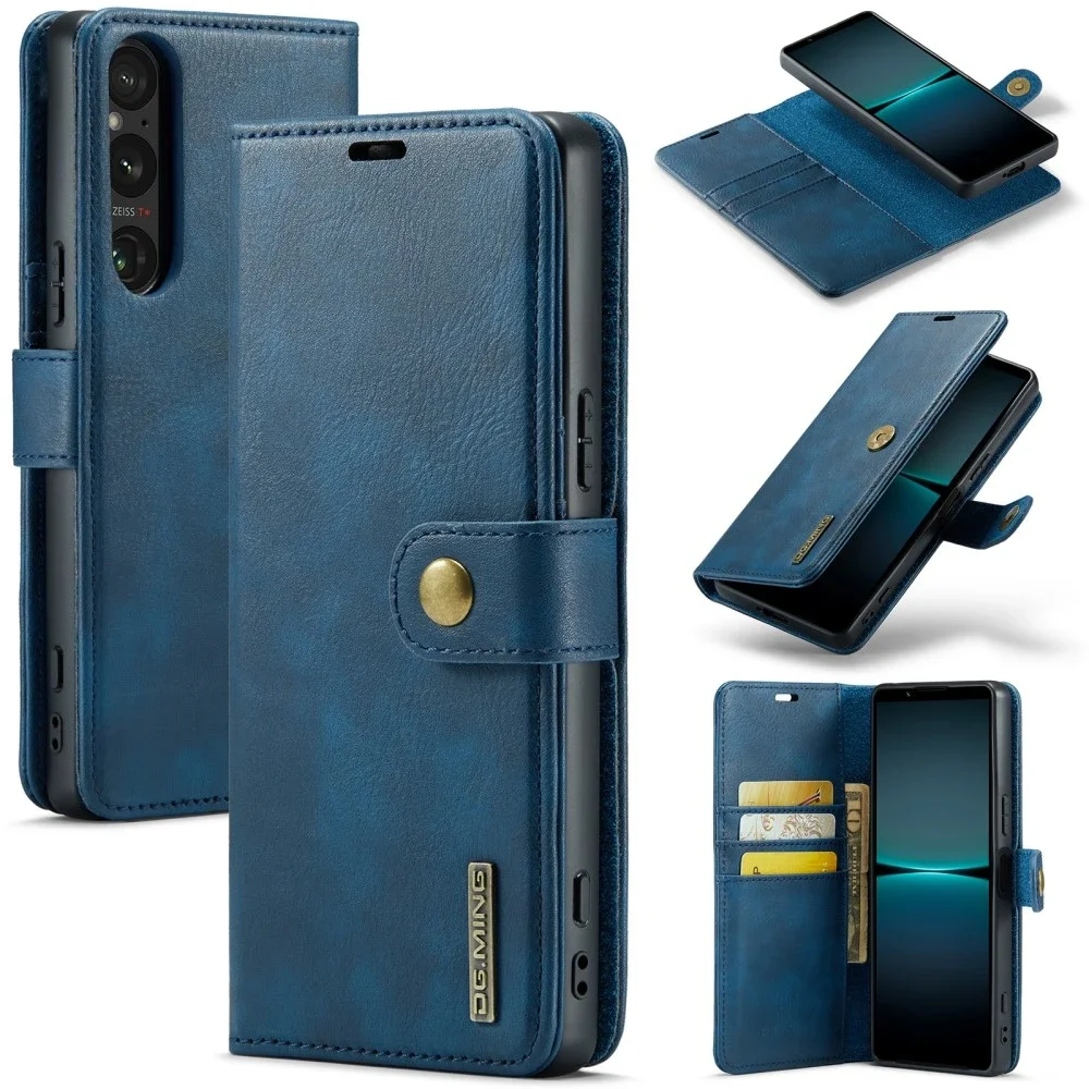 DG.MING Sony Xperia 1 VII Lommeboketui med avtakbart deksel, Blue DG.MING Sony Xperia 1 VII Lommeboketui med avtakbart deksel, Blue