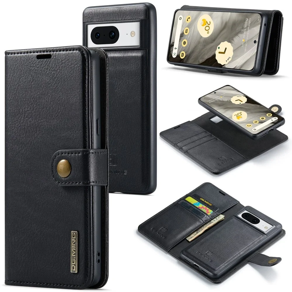 DG.MING Google Pixel 8 Lommeboketui med avtakbart deksel, Black
