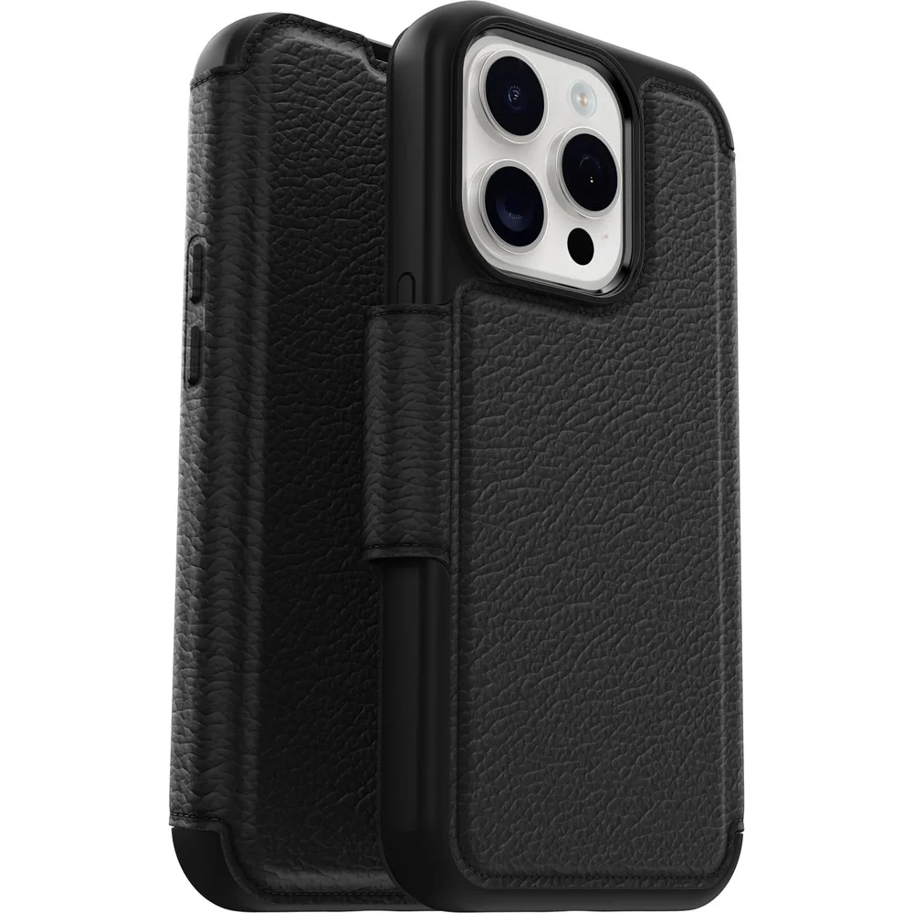 Otterbox iPhone 15 Pro Lommeboketui med MagSafe Strada, Svart Otterbox iPhone 15 Pro Lommeboketui med MagSafe Strada, Svart
