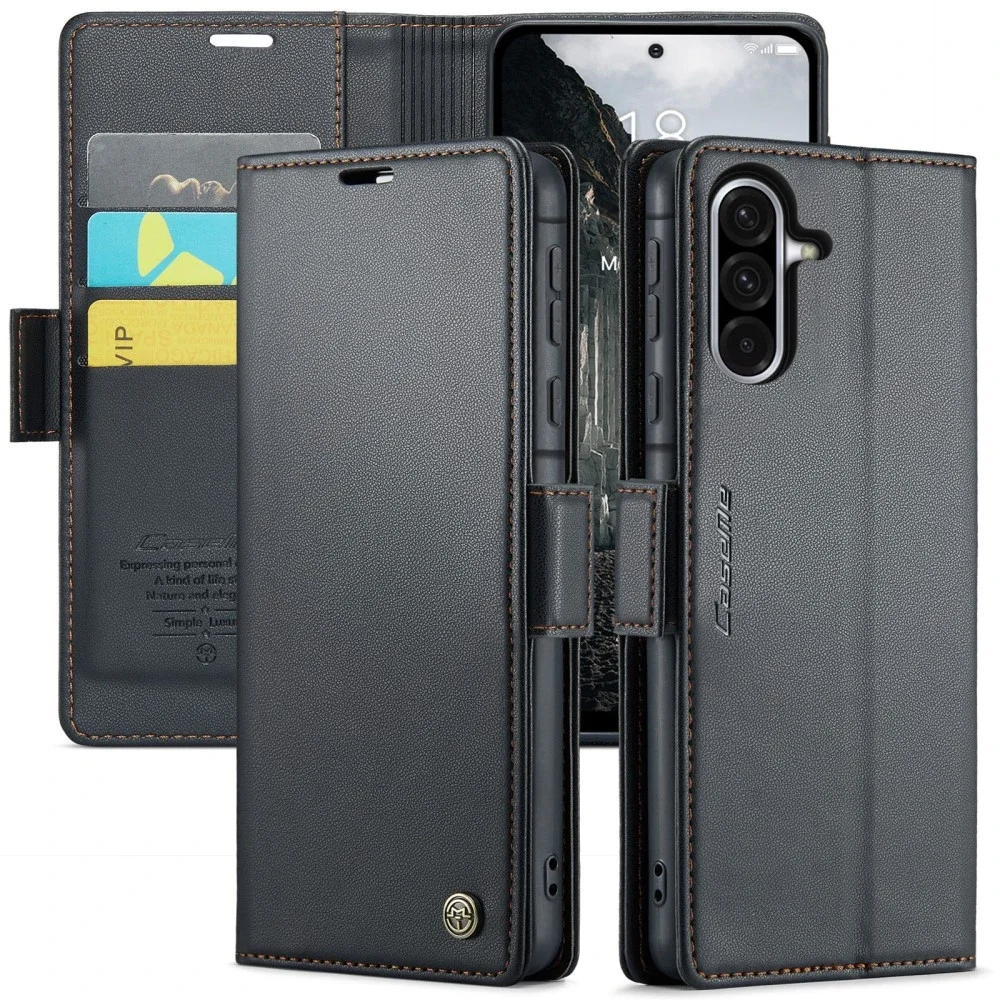 CaseMe Samsung Galaxy A56 Slankt RFID-lommeboketui, Svart CaseMe Samsung Galaxy A56 Slankt RFID-lommeboketui, Svart