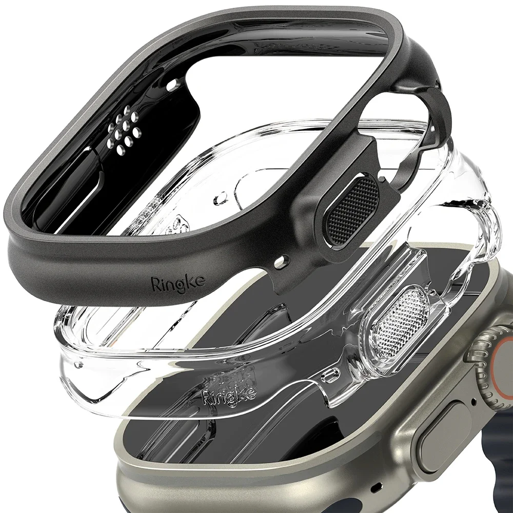 Ringke Apple Watch Ultra 49mm 2nd Gen Tynt deksel (2-pack), Titanium Black & Clear Ringke Apple Watch Ultra 49mm 2nd Gen Tynt deksel (2-pack), Titanium Black & Clear