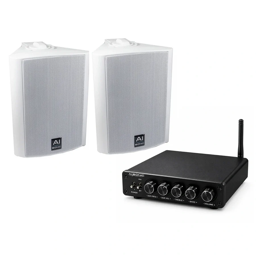 Bluetooth lydpakke med hvite høyttalere v:534211 Bluetooth lydpakke med hvite høyttalere v:534211