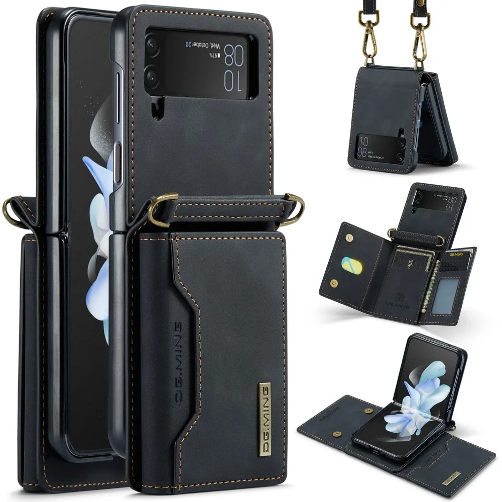DG.MING Samsung Galaxy Z Flip 3 Deksel med innebygd lommebok, Svart