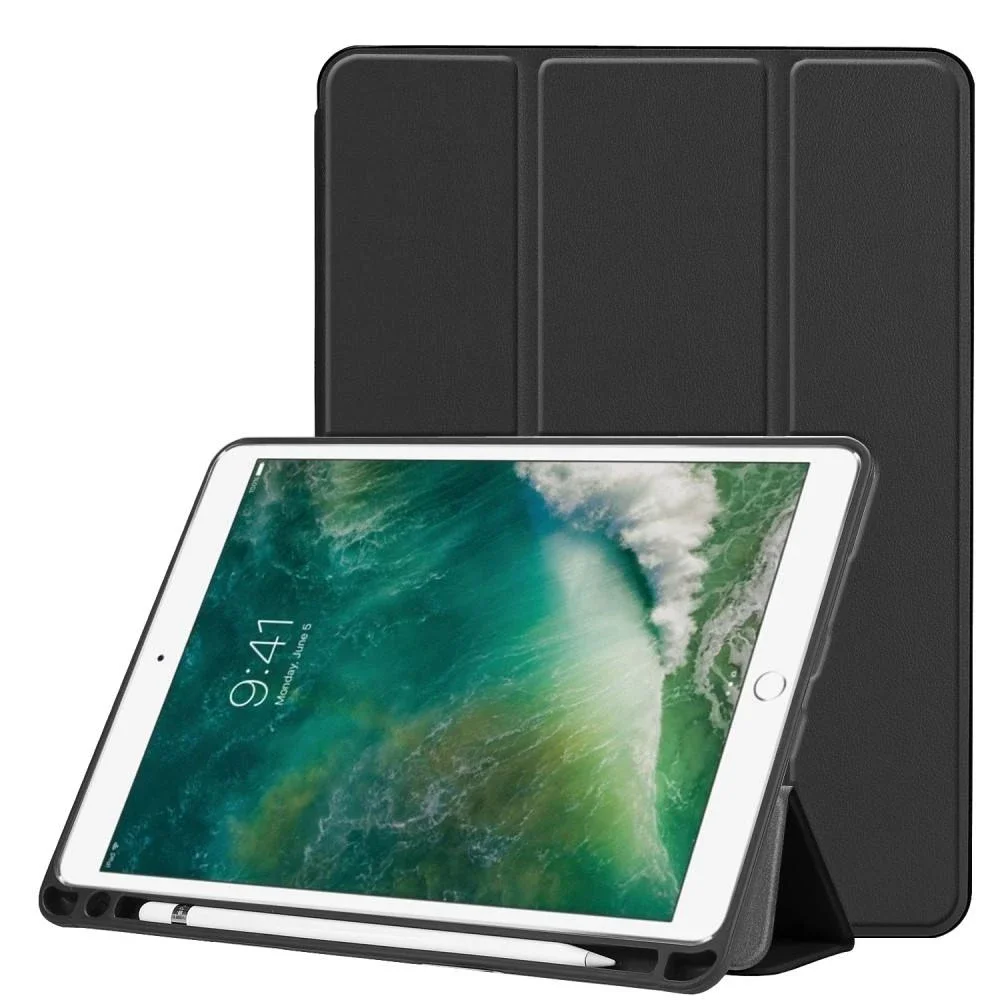 Apple iPad Air 10.5 3rd Gen (2019) Tri-fold etui med pennholder, Svart Apple iPad Air 10.5 3rd Gen (2019) Tri-fold etui med pennholder, Svart