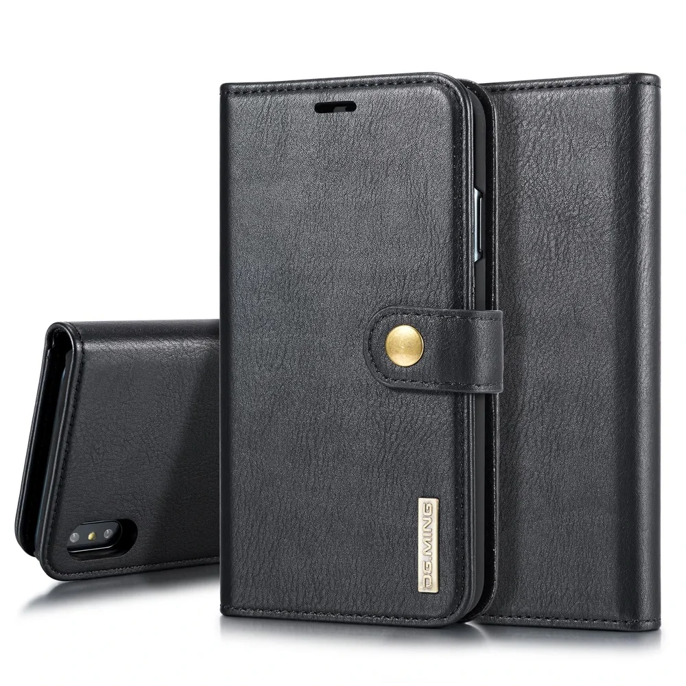 DG.MING iPhone X/XS Lommeboketui med avtakbart deksel, Black DG.MING iPhone X/XS Lommeboketui med avtakbart deksel, Black