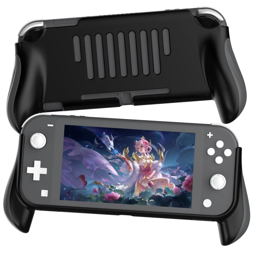 Nintendo Switch Lite TPU-deksel med ergonomiske håndtak, Grå Nintendo Switch Lite TPU-deksel med ergonomiske håndtak, Grå