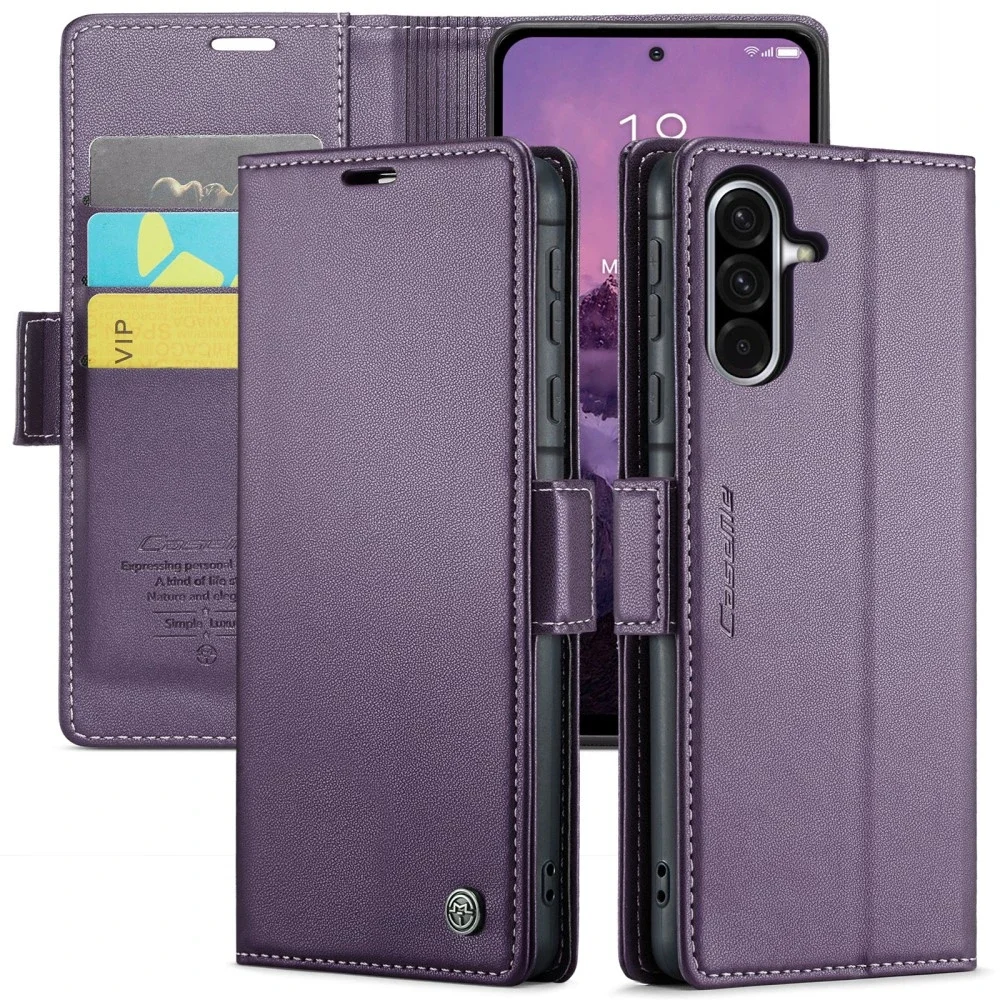 CaseMe Samsung Galaxy A56 Slankt RFID-lommeboketui, Lilla CaseMe Samsung Galaxy A56 Slankt RFID-lommeboketui, Lilla