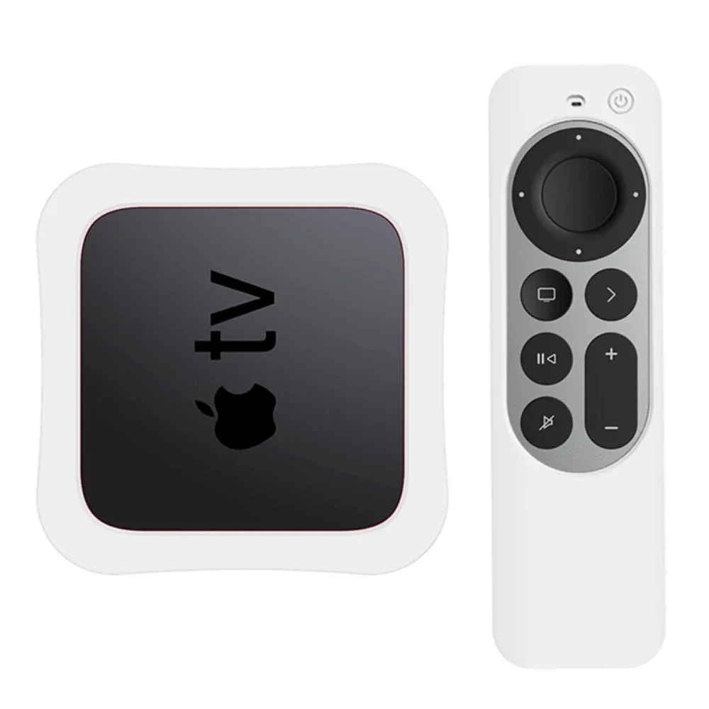 Apple TV 4K 2021 Gen 2 Box + Fjernkontroll Støtsikkert silikondeksel, Hvit Apple TV 4K 2021 Gen 2 Box + Fjernkontroll Støtsikkert silikondeksel, Hvit