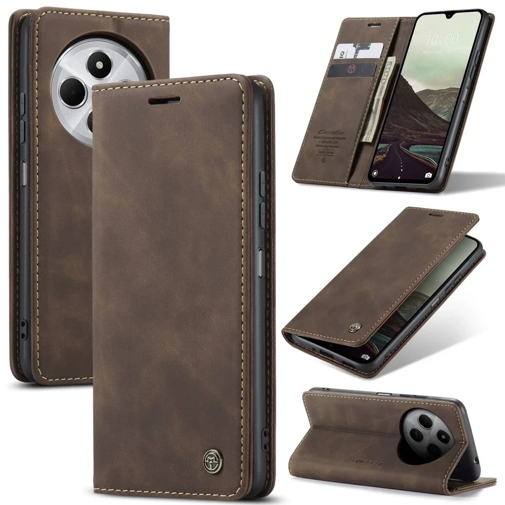 CaseMe Xiaomi Redmi 14C Slankt lommeboketui, Brun CaseMe Xiaomi Redmi 14C Slankt lommeboketui, Brun