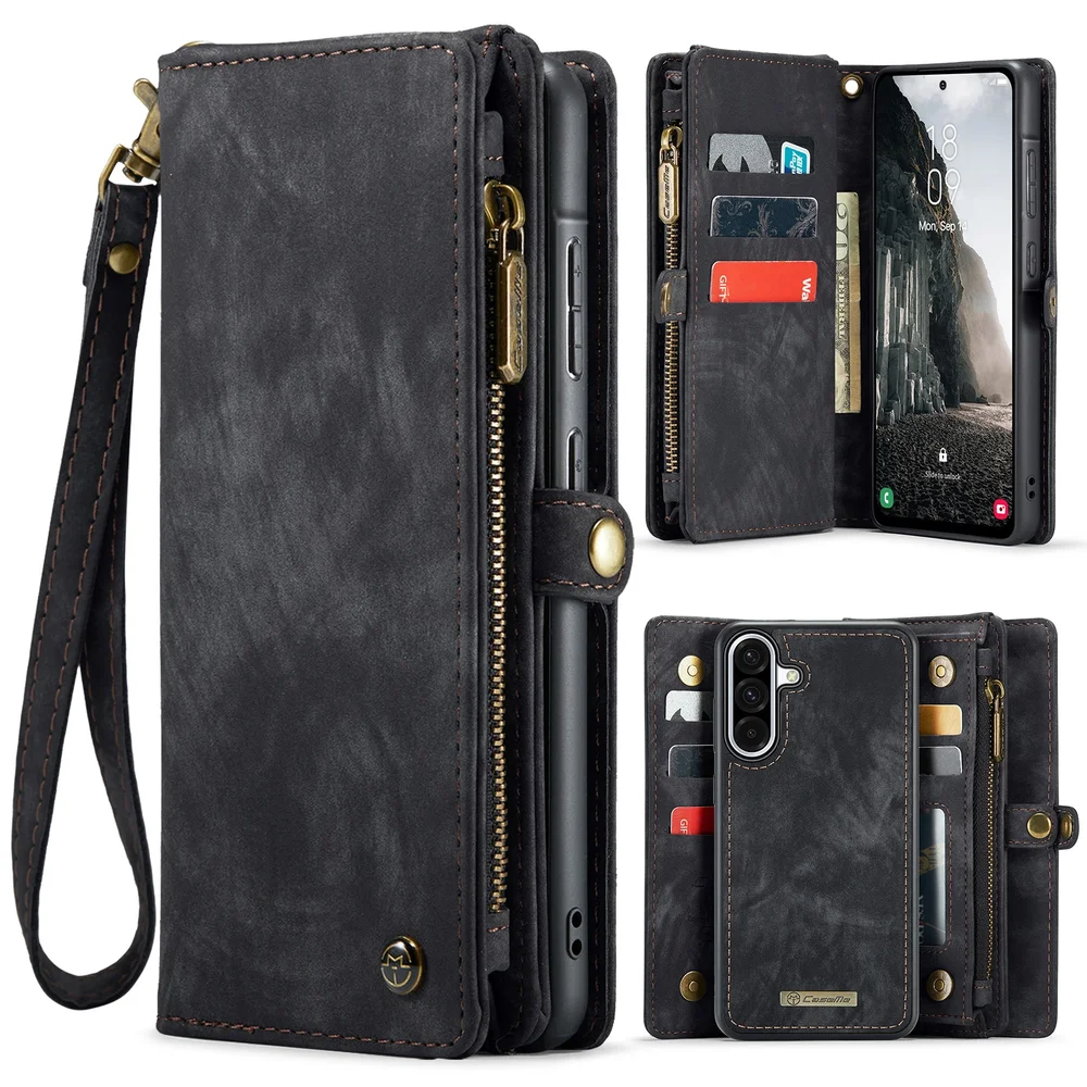 CaseMe Samsung Galaxy A17 Romslig lommeboketui med mange kortlommer, Grå CaseMe Samsung Galaxy A17 Romslig lommeboketui med mange kortlommer, Grå