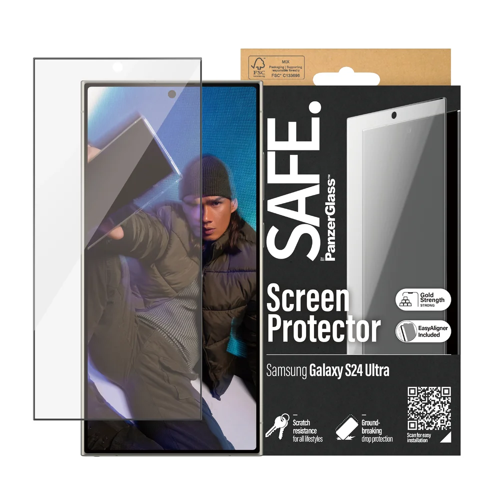 SAFE. by PanzerGlass Samsung Galaxy S24 Ultra Skjermbeskytter i glass med installasjonsramme - Ultra Wide Fit
