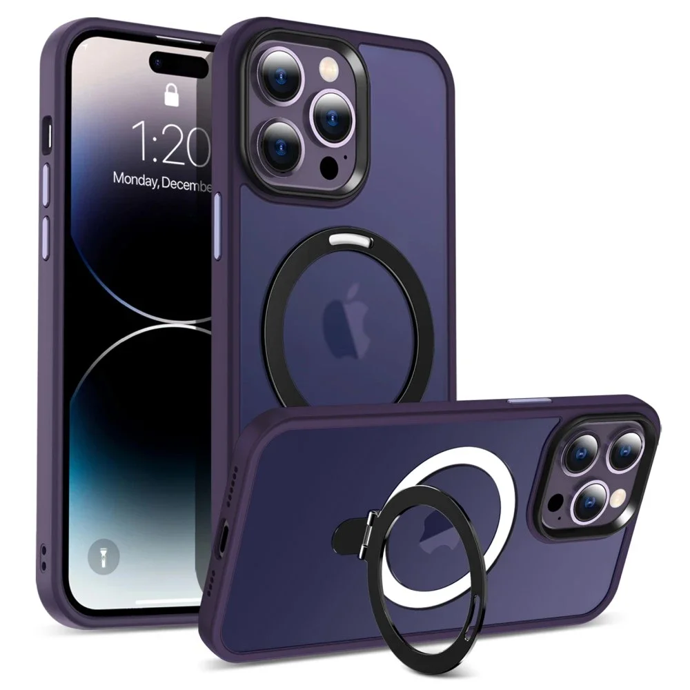 iPhone 14 Pro Max Magnetic hybriddeksel med stativfunksjon, Lilla iPhone 14 Pro Max Magnetic hybriddeksel med stativfunksjon, Lilla