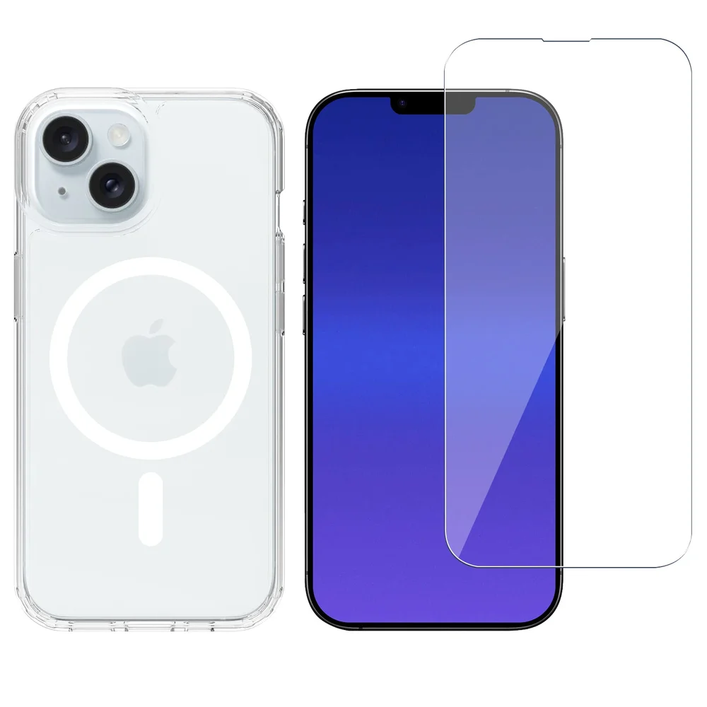 Mobique iPhone 14 MagSafe hybrid-deksel + Skjermbeskytter herdet glass