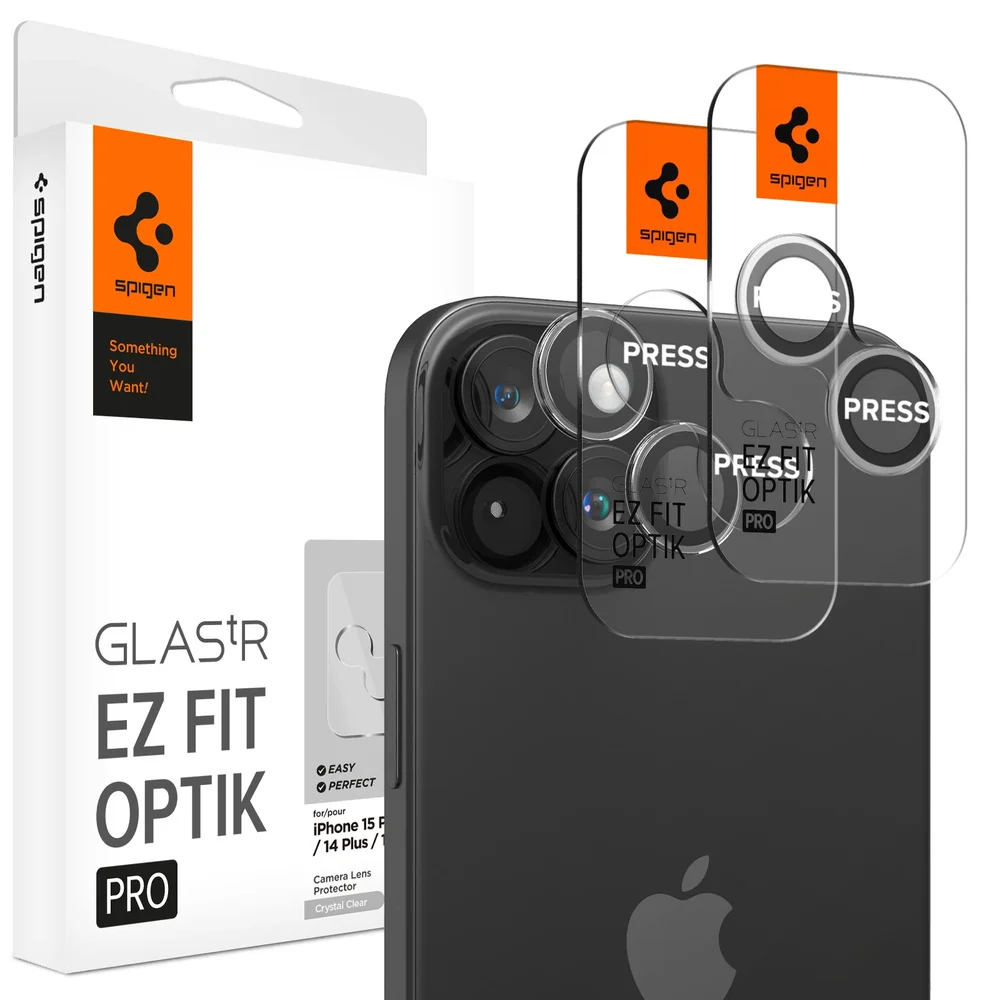 Spigen iPhone 15 Plus EZ Fit Linsebeskytter (2-pack), Svart