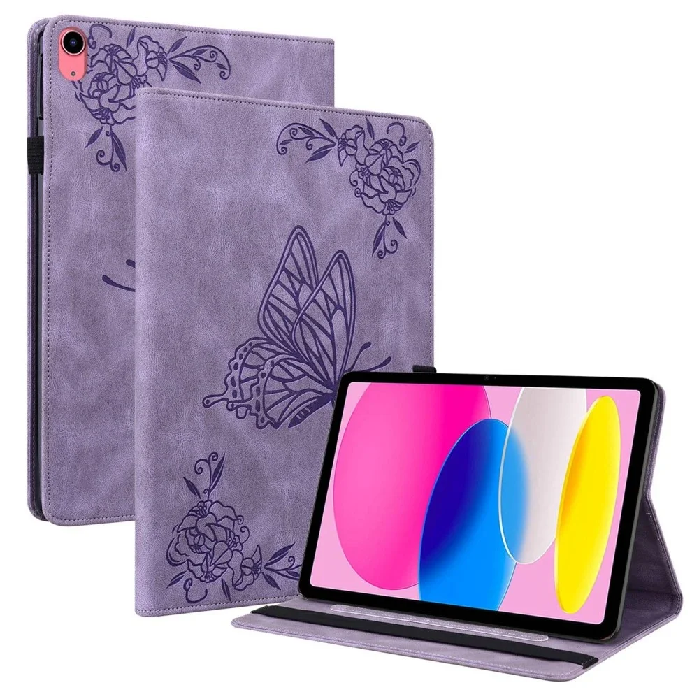 Apple iPad 11 11th Gen (2025) Fint etui med sommerfugler, Lilla