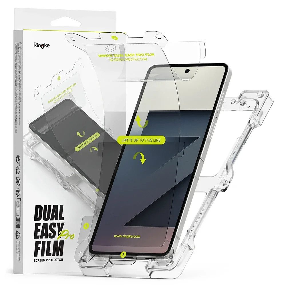 Ringke Samsung Galaxy Z Flip 7 Skjermbeskytter beskyttelsesfilm med monteringsramme - Dual Easy (2-pack)