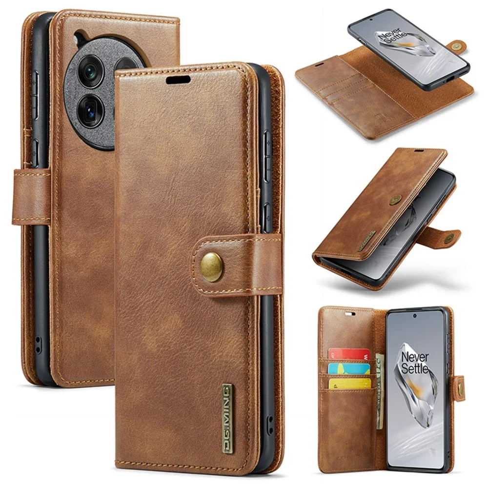 DG.MING OnePlus 12 Lommeboketui med avtakbart deksel, Cognac DG.MING OnePlus 12 Lommeboketui med avtakbart deksel, Cognac