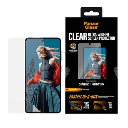 PanzerGlass Samsung Galaxy S26 Skjermbeskytter med Fastfit in-a-box - Ultra Wide Fit