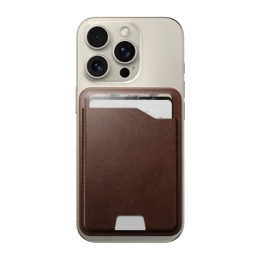 Nomad MagSafe-kortholder i Horween Leather med sporing, Rustic Brown