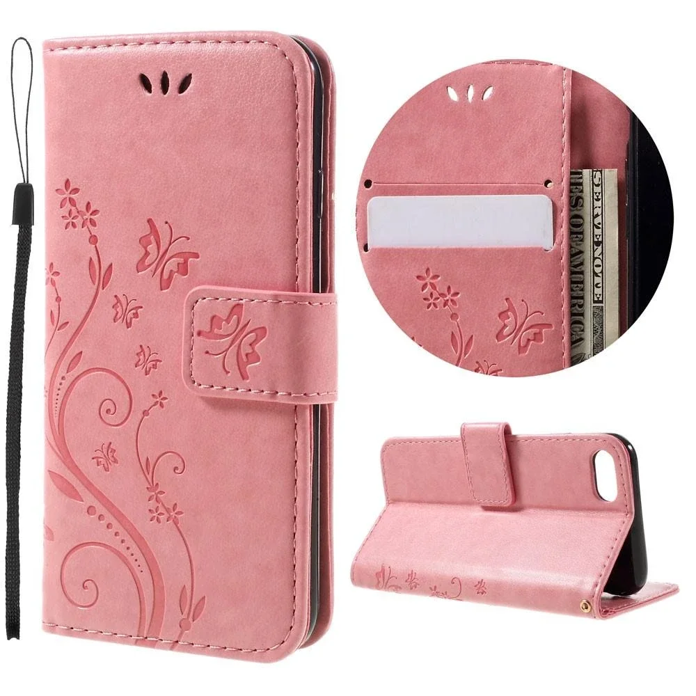 iPhone SE 2022 Mobiletui med sommerfugler, Rosa