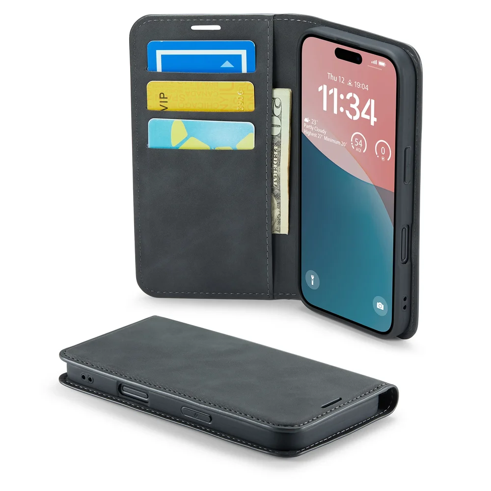 Mobique iPhone 16 Plus Slankt etui med kortlomme, Svart