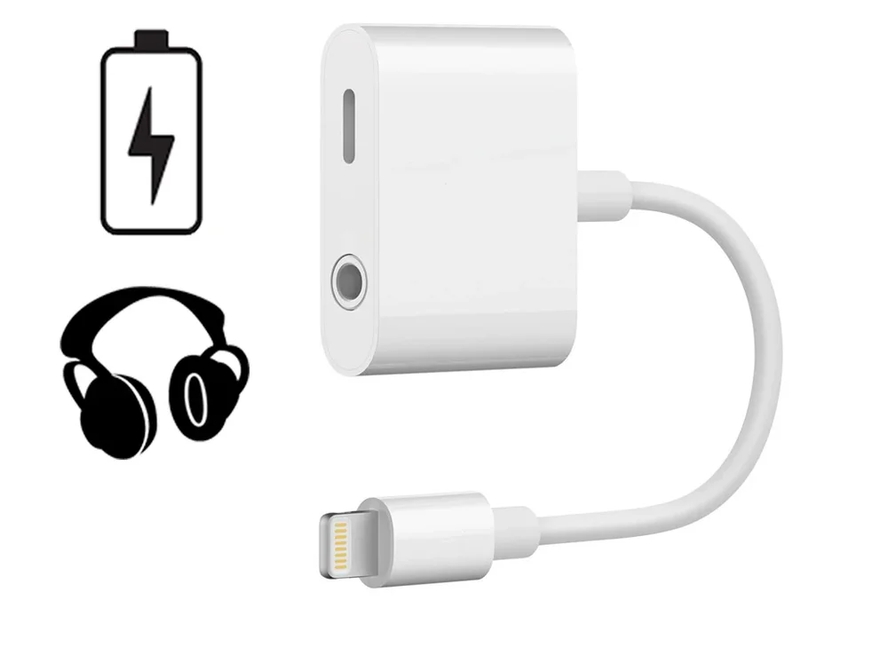 SiGN Lightning til 3,5 mm adapter for lyd og lading, Hvit
