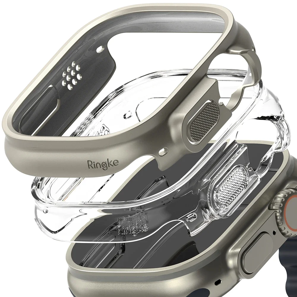 Ringke Apple Watch Ultra 49mm 1st Gen Tynt deksel (2-pack), Titanium Gray/Clear