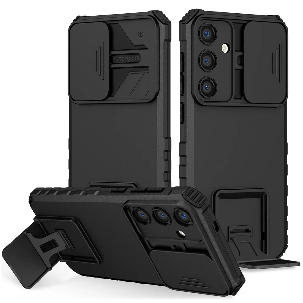Samsung Galaxy A57 Deksel med kickstand & kameralinsebeskyttelse, Svart