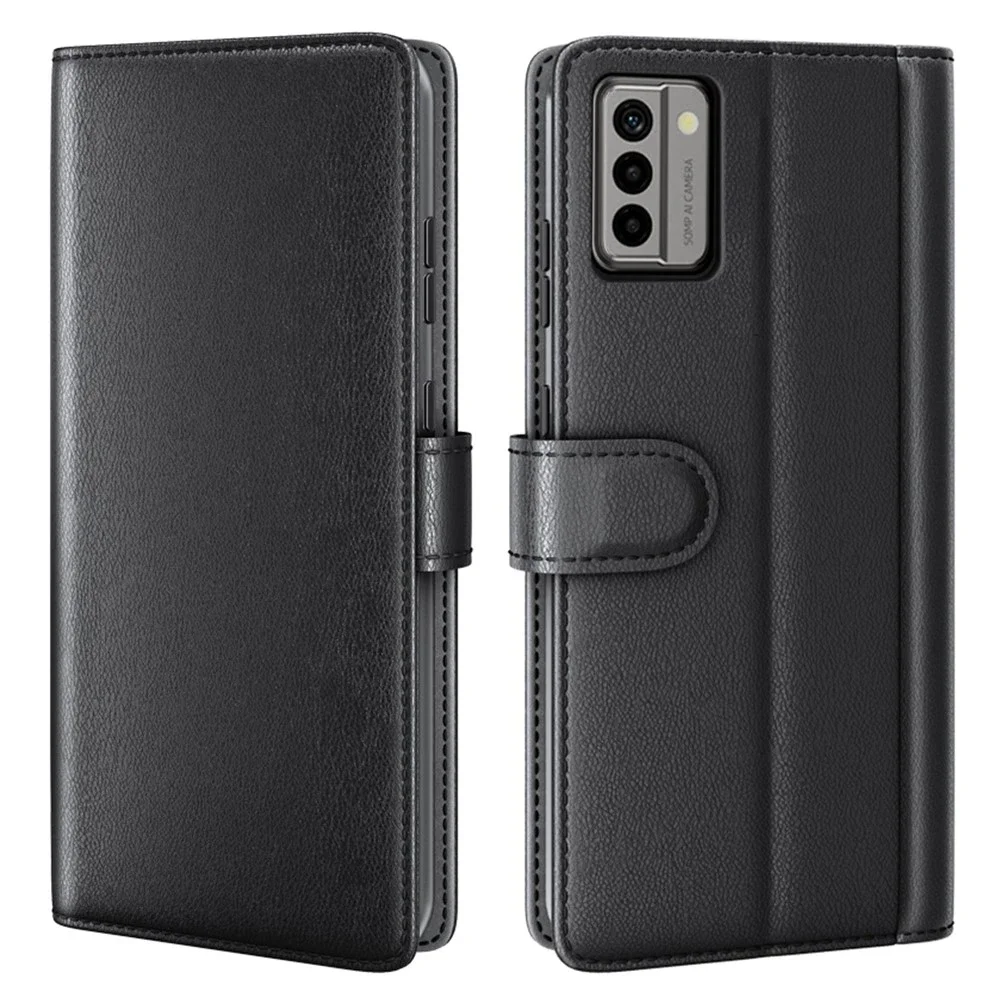 Nokia G22 Lommeboketui i ekte skinn, Svart