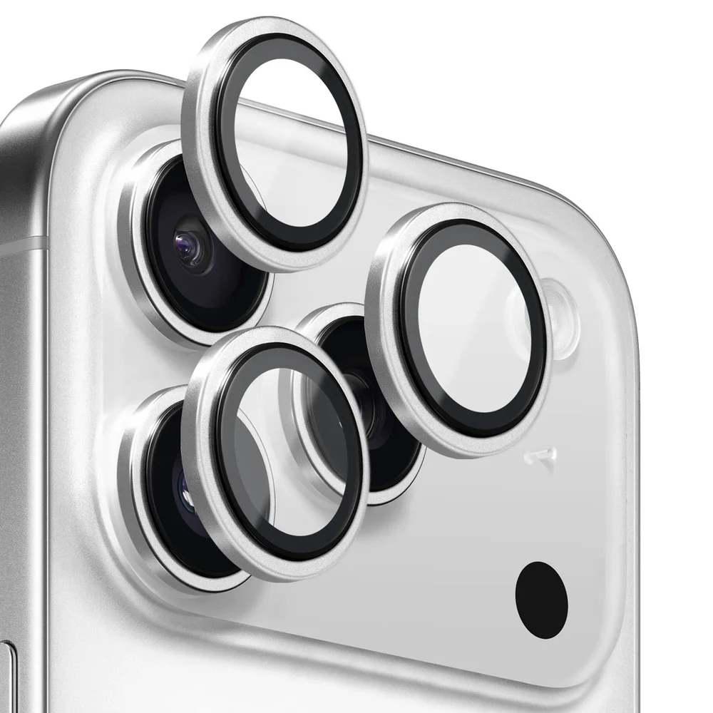 NORTHJO iPhone 17 Pro Max Linsebeskytter i herdet glass med aluminiumsramme Sølv