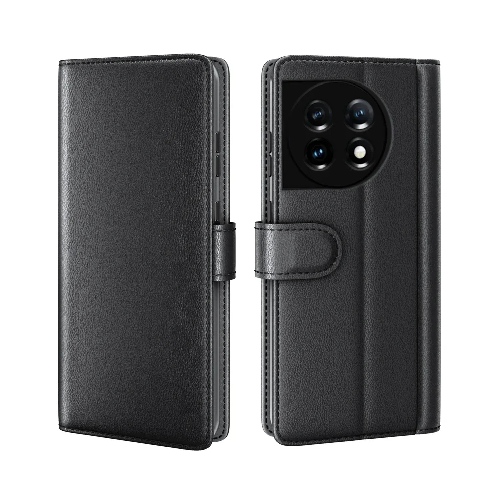 OnePlus 11 Lommeboketui i ekte skinn, Svart