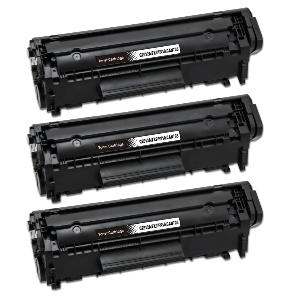 3-pack Toner HP LaserJet 3015 - erstatter HP 12A / Q2612A, Svart, 2000 sider
