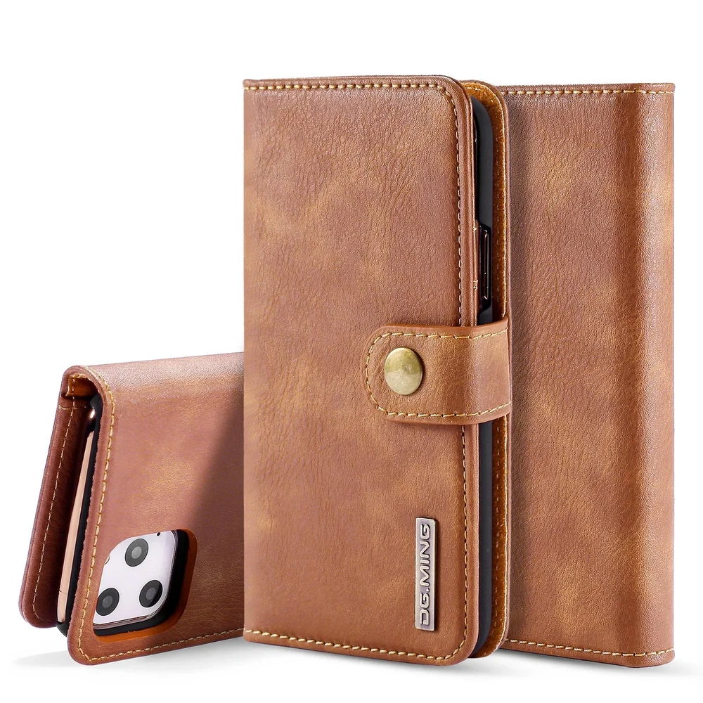 DG.MING iPhone 11 Pro Lommeboketui med avtakbart deksel, Cognac DG.MING iPhone 11 Pro Lommeboketui med avtakbart deksel, Cognac