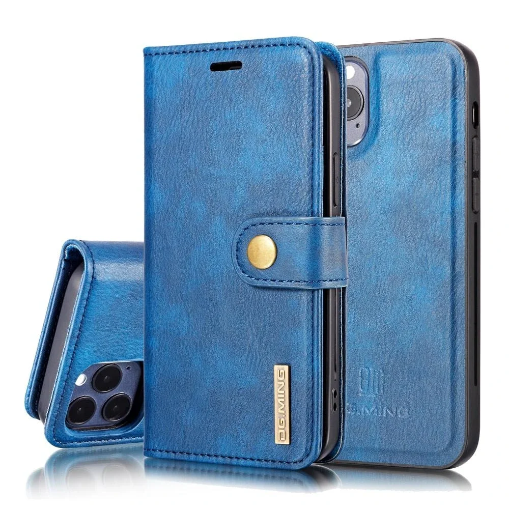DG.MING iPhone 12/iPhone 12 Pro Lommeboketui med avtakbart deksel, Blue DG.MING iPhone 12/iPhone 12 Pro Lommeboketui med avtakbart deksel, Blue