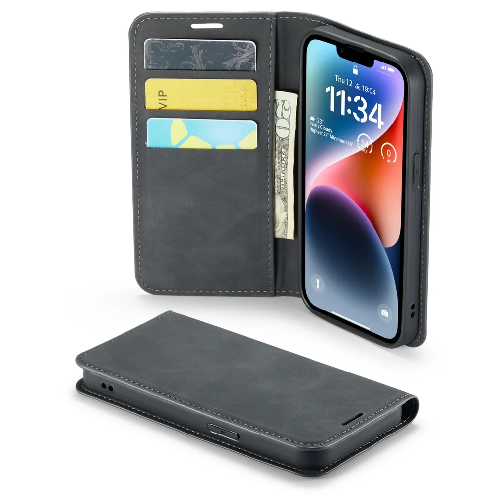 Mobique iPhone 13 Slankt etui med kortlomme, Svart