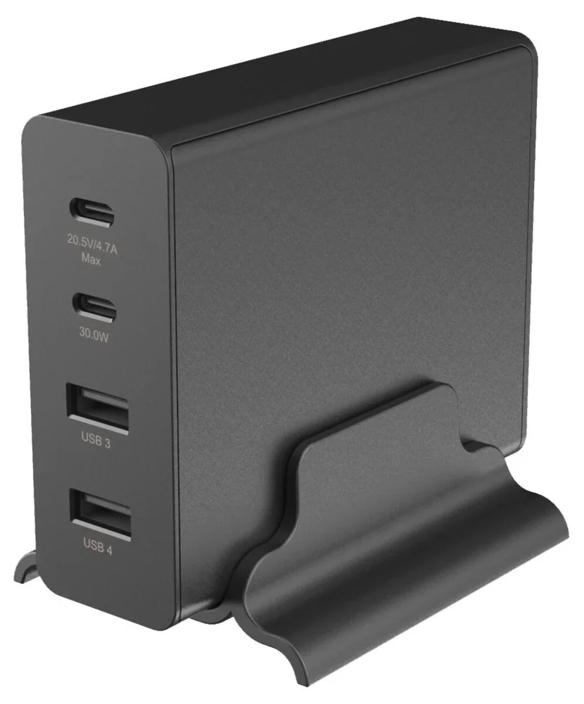 Clas Ohlson GaN ladestasjon 4-i-1 2 x USB-C + 2 x USB-A 108W, Svart