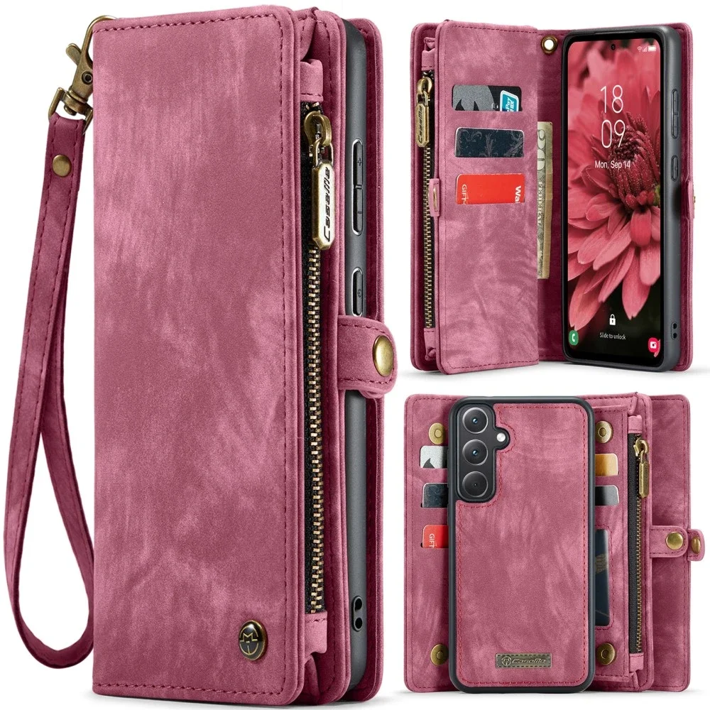 CaseMe Samsung Galaxy A36 Romslig lommeboketui med mange kortlommer, Rød CaseMe Samsung Galaxy A36 Romslig lommeboketui med mange kortlommer, Rød