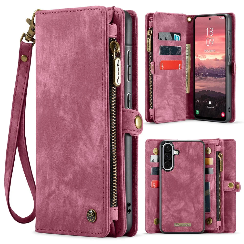 CaseMe Samsung Galaxy A18 Romslig lommeboketui med mange kortlommer, Rød CaseMe Samsung Galaxy A18 Romslig lommeboketui med mange kortlommer, Rød