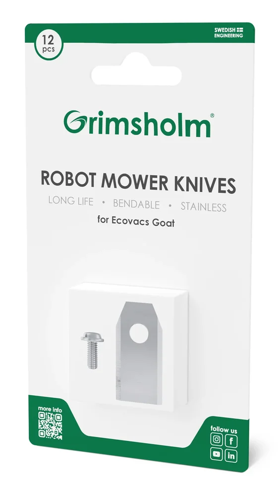 Grimsholm 12-pack robotgressklipperkniver for Ecovacs GOAT G1-2000